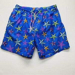 Peter Millar Men's XXL Swim Trunks Deep Sea Galaxy Starfish Pattern Drawstring